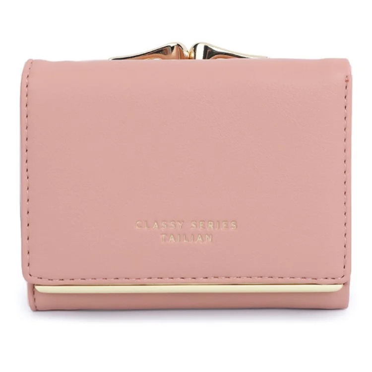 TAILIAN T7368-204 Teen Girls Folding Wallet Women PU Leather Card Storage Holder Pouch - Pink