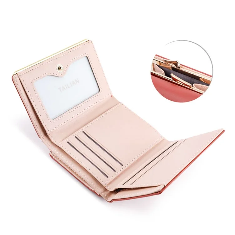 TAILIAN T7368-204 Teen Girls Folding Wallet Women PU Leather Card Storage Holder Pouch - Pink