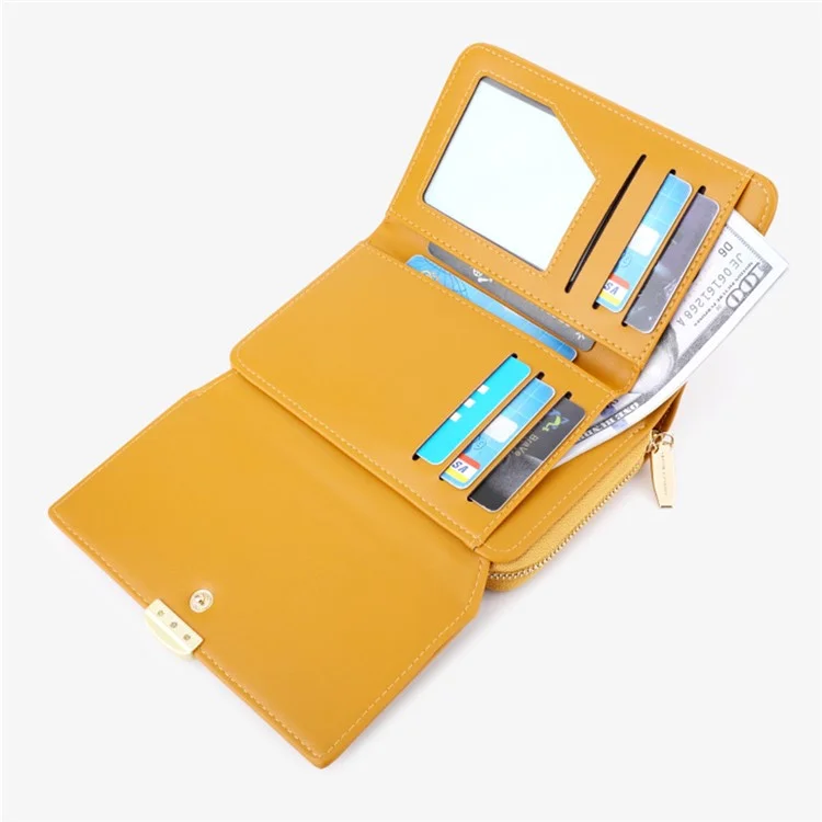 TAILIAN T2704-001 Multiple Card Slots Wallet Tri-fold Design PU Leather Card Storage Holder for Women - Yellow