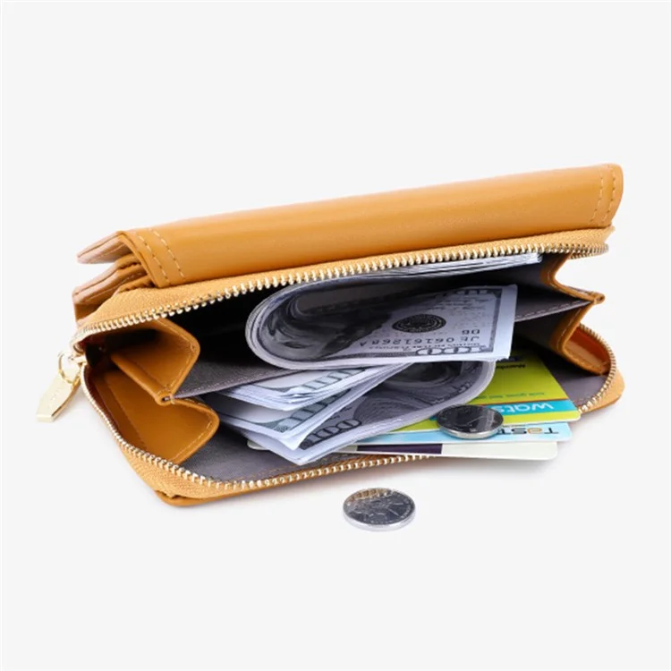 TAILIAN T2704-001 Multiple Card Slots Wallet Tri-fold Design PU Leather Card Storage Holder for Women - Yellow