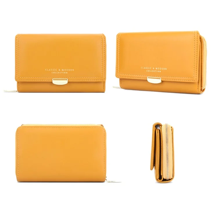 TAILIAN T2704-001 Multiple Card Slots Wallet Tri-fold Design PU Leather Card Storage Holder for Women - Yellow