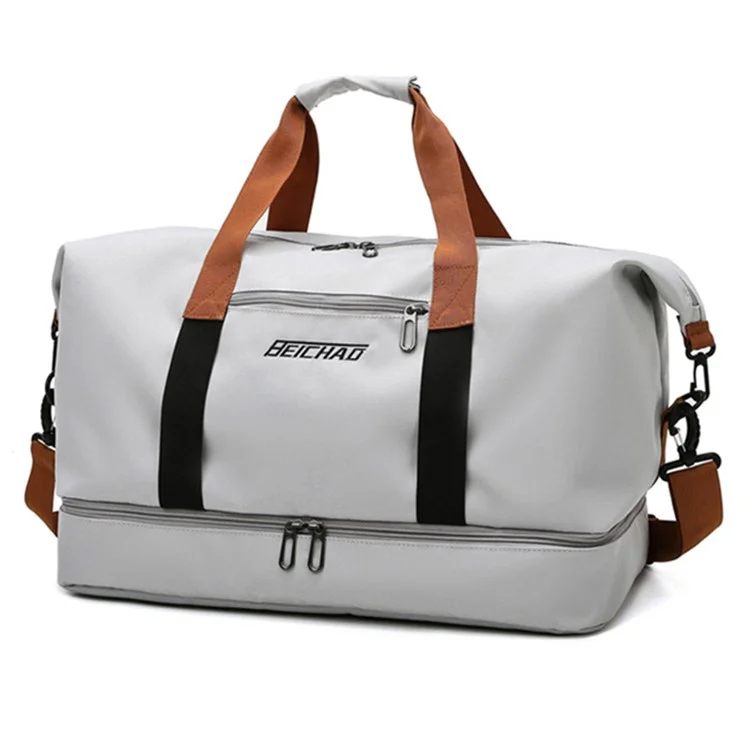 BED-810 Sac de Gym Casual en Toile Oxford Sac Fourre-Tout de Voyage Sac à Main à Bandoulière Gris