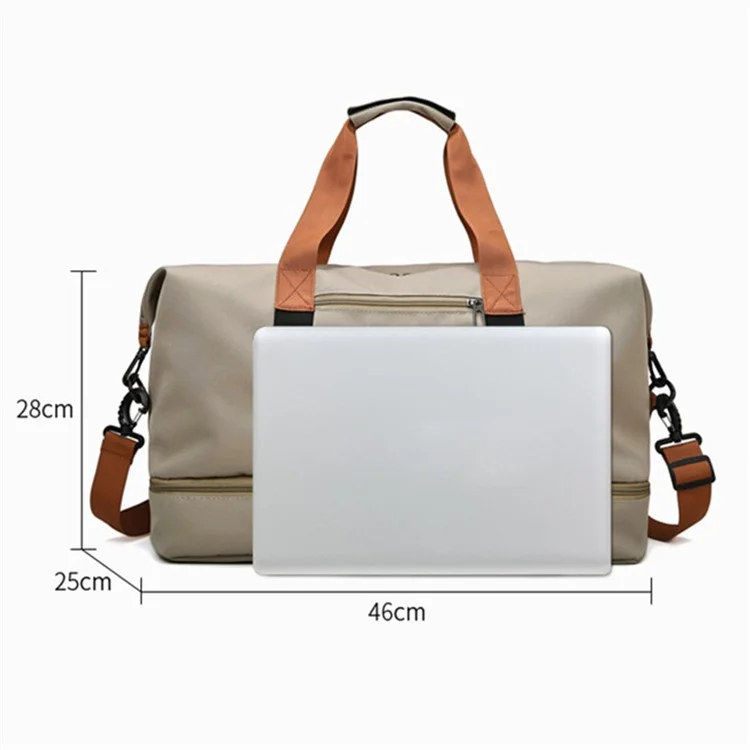 BED-810 Sac de Gym Casual en Toile Oxford Sac Fourre-Tout de Voyage Sac à Main à Bandoulière Gris
