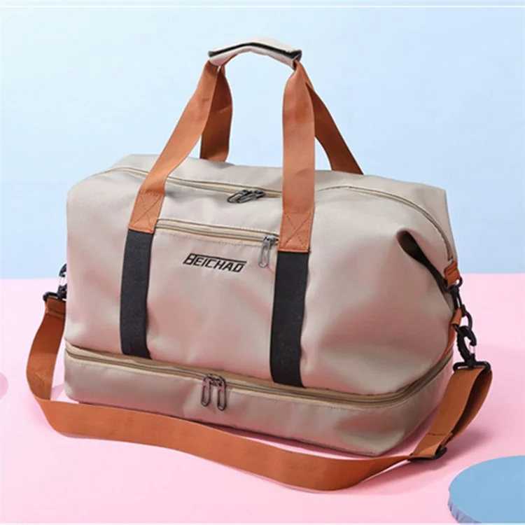 BED-810 Sac de Gym Casual en Toile Oxford Sac Fourre-Tout de Voyage Sac à Main à Bandoulière Gris