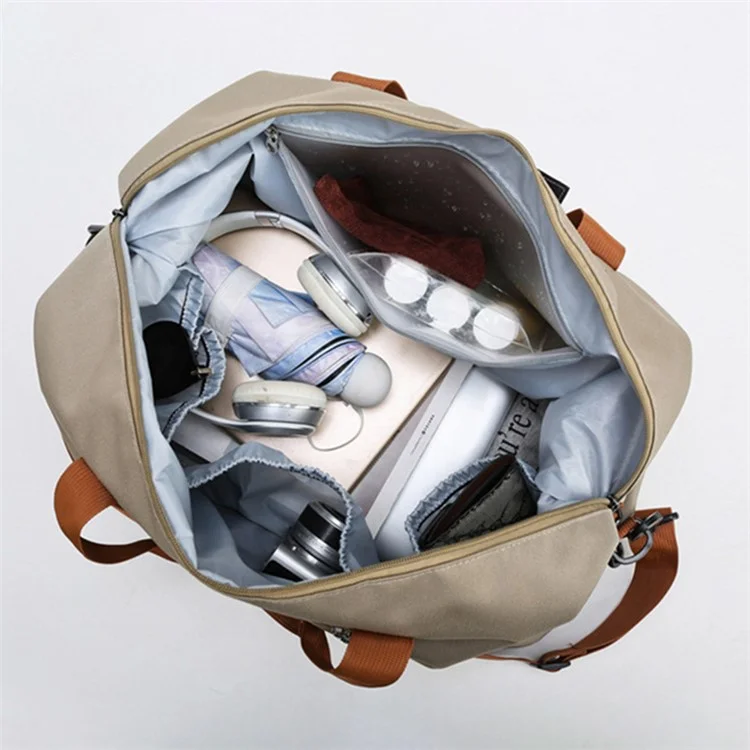BED-810 Sac de Gym Casual en Toile Oxford Sac Fourre-Tout de Voyage Sac à Main à Bandoulière Gris
