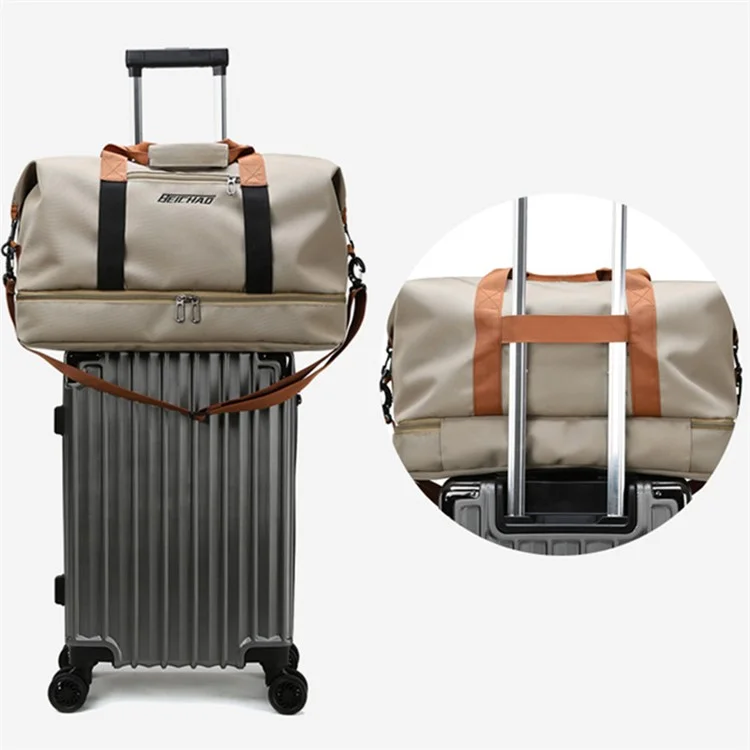 BED-810 Sac de Gym Casual en Toile Oxford Sac Fourre-Tout de Voyage Sac à Main à Bandoulière Gris