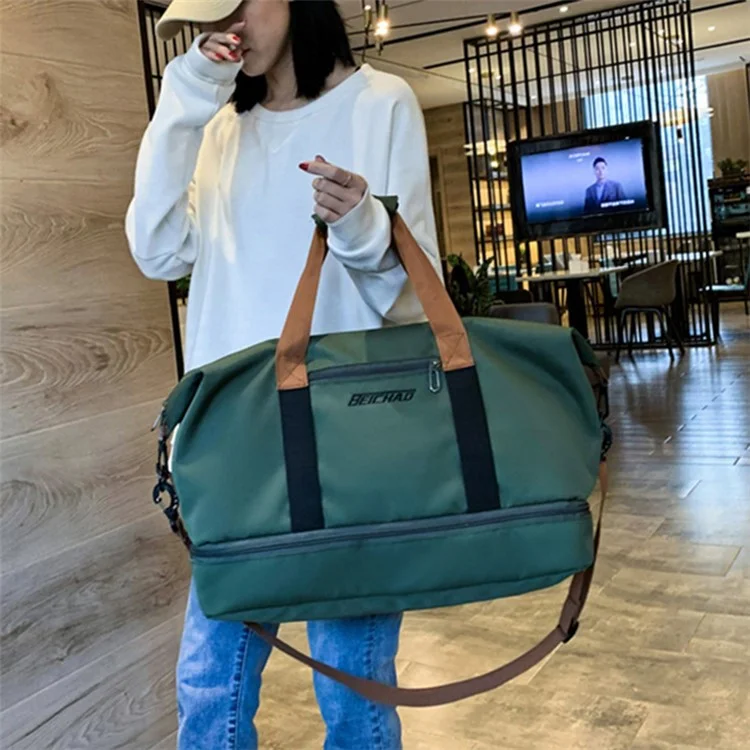 BED-810 Sac de Gym Casual en Toile Oxford Sac Fourre-Tout de Voyage Sac à Main à Bandoulière Gris