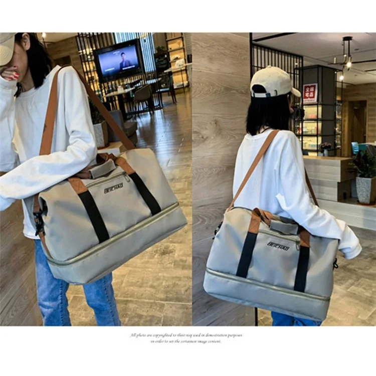 BED-810 Sac de Gym Casual en Toile Oxford Sac Fourre-Tout de Voyage Sac à Main à Bandoulière Gris
