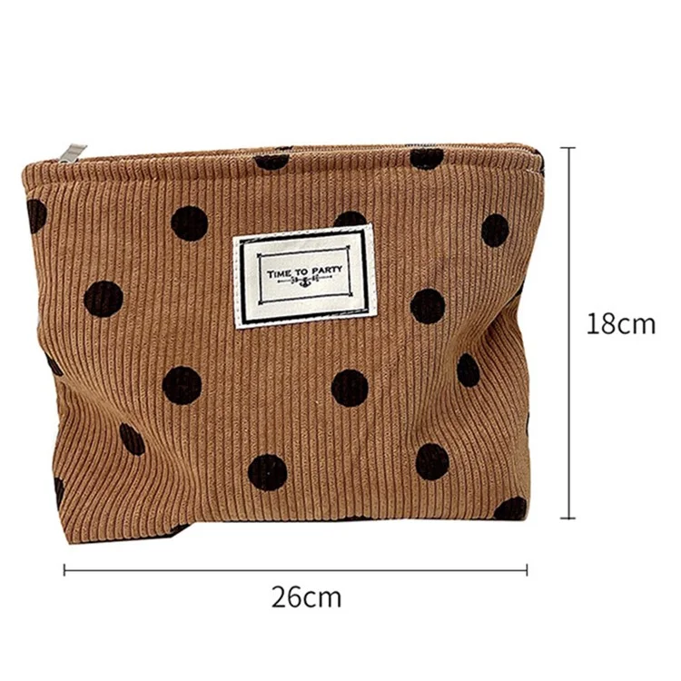 Organizador de Viagem de Toiletry Pouch Vintage Padrão de Poa Corduroy Bolsa de Maquiagem - Cáqui