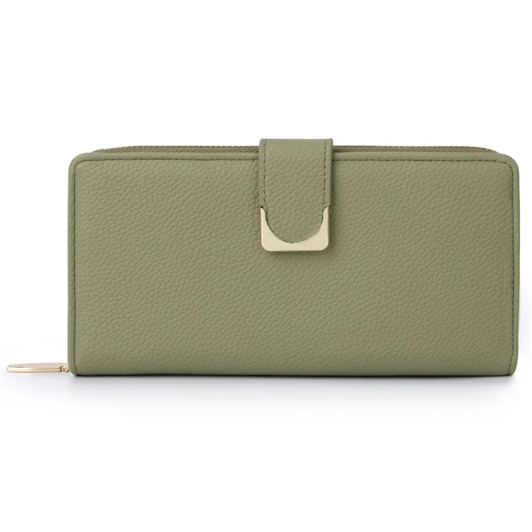 TAILIAN T2808-001 Stylish Litchi Texture Women Long Wallet Zipper Pocket PU Leather Purse - Vert