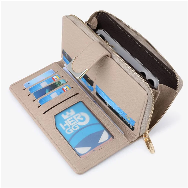 TAILIAN T2808-001 Stylish Litchi Texture Women Long Wallet Zipper Pocket PU Leather Purse - Vert
