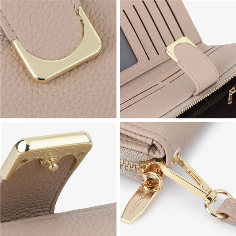 TAILIAN T2808-001 Stylish Litchi Texture Women Long Wallet Zipper Pocket PU Leather Purse - Vert
