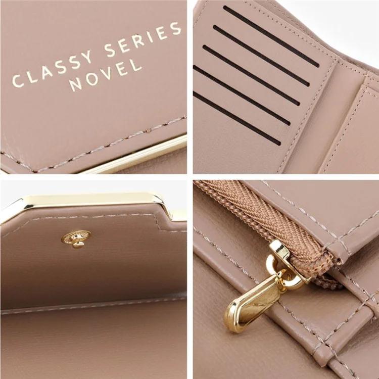 TAILIAN T6224-004 Cartera de múltiples ranuras para tarjetas, diseño de triple pliegue, de piel sintética PU, bolsa para billetes y monedas - Rosa intenso