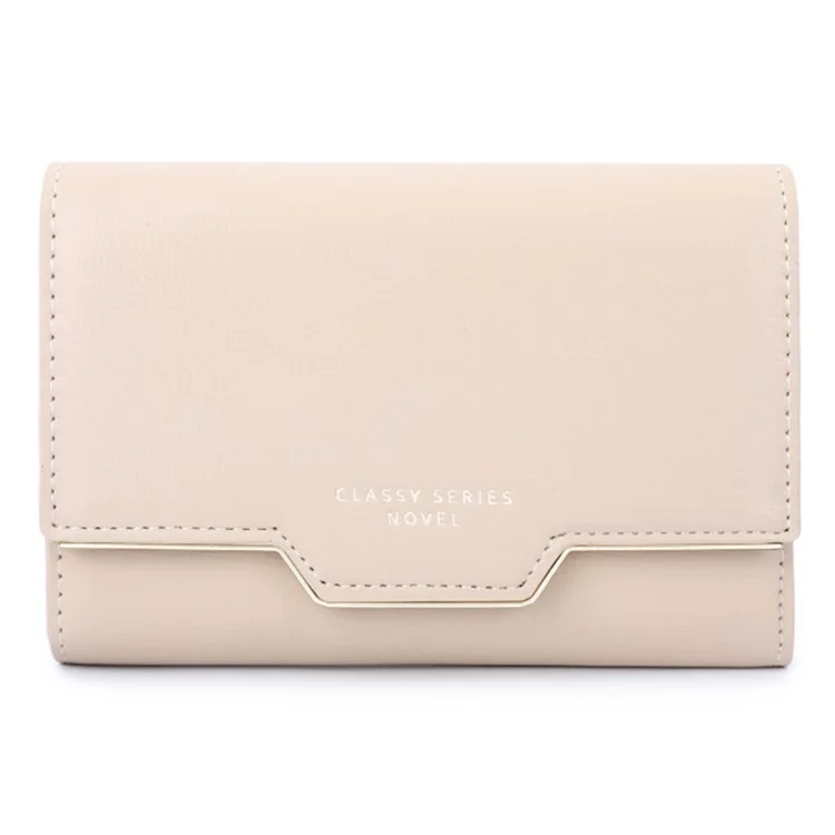 TAILIAN T6224-004 Portefeuille à Plusieurs Emplacements pour Cartes Tri-Pli Design en Cuir PU Porte-Monnaie Sac de Stockage d'Argent Liquide - Abricot
