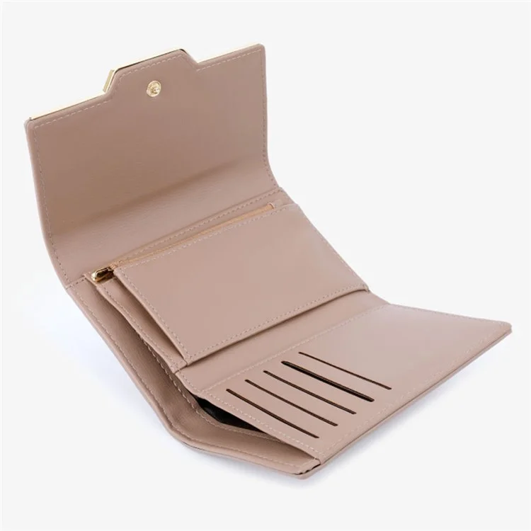 TAILIAN T6224-004 Portefeuille à Plusieurs Emplacements pour Cartes Tri-Pli Design en Cuir PU Porte-Monnaie Sac de Stockage d'Argent Liquide - Abricot