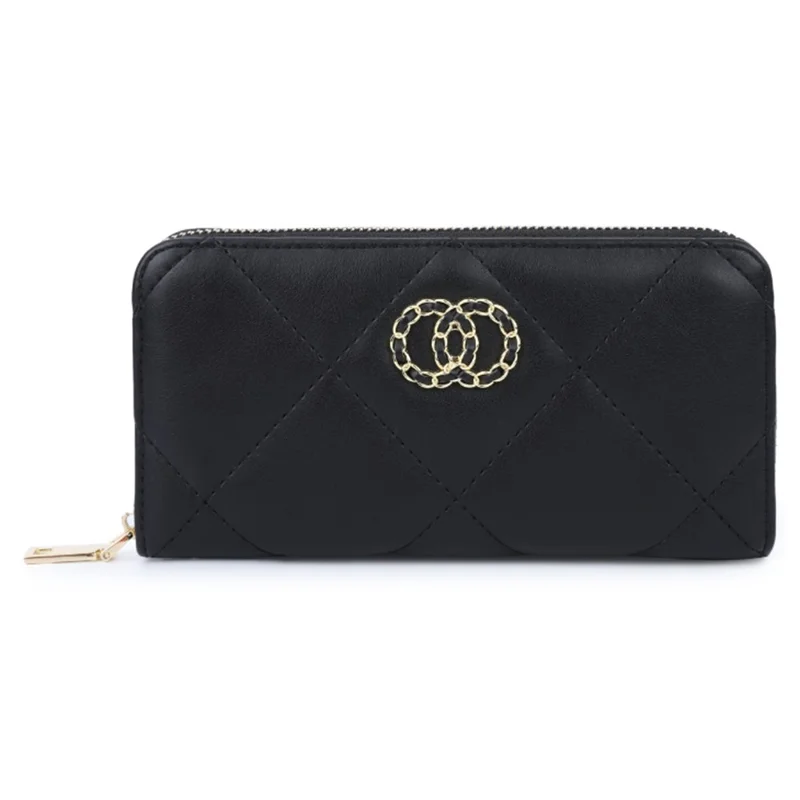 TAILIAN T9612-062 Elegante Cartera Larga para Mujer con Cremallera, Piel PU, de Gran Capacidad - Negro