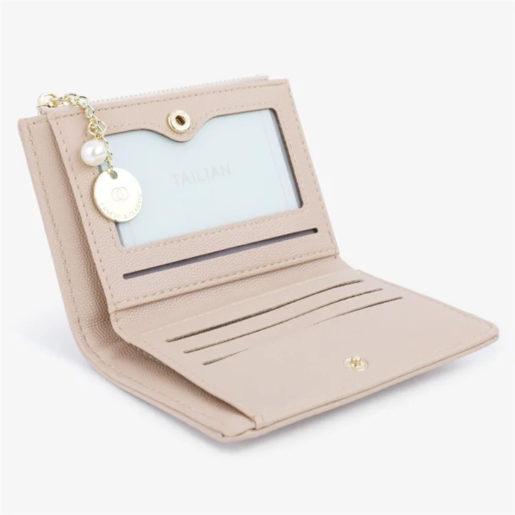 TAILIAN T2602-288 Rhombus Decor Leather Wallet Women's Clutch Purse with Pearl Decor - Rose