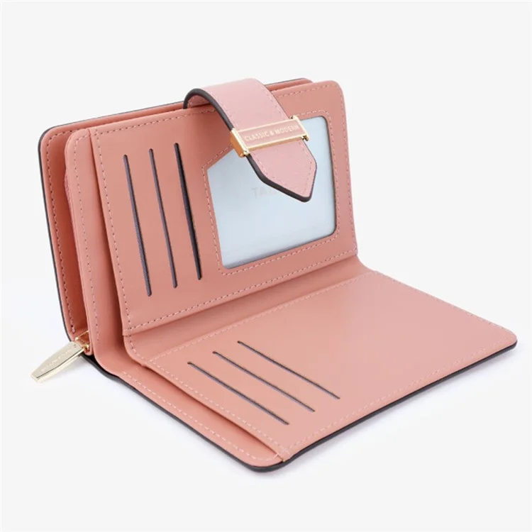 TAILIAN T2711-005 PU Leather Wallet Women's Card Holder Zipper Clutch Bag Billfold - Pink