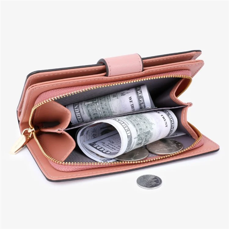 TAILIAN T2711-005 PU Leather Wallet Women's Card Holder Zipper Clutch Bag Billfold - Pink