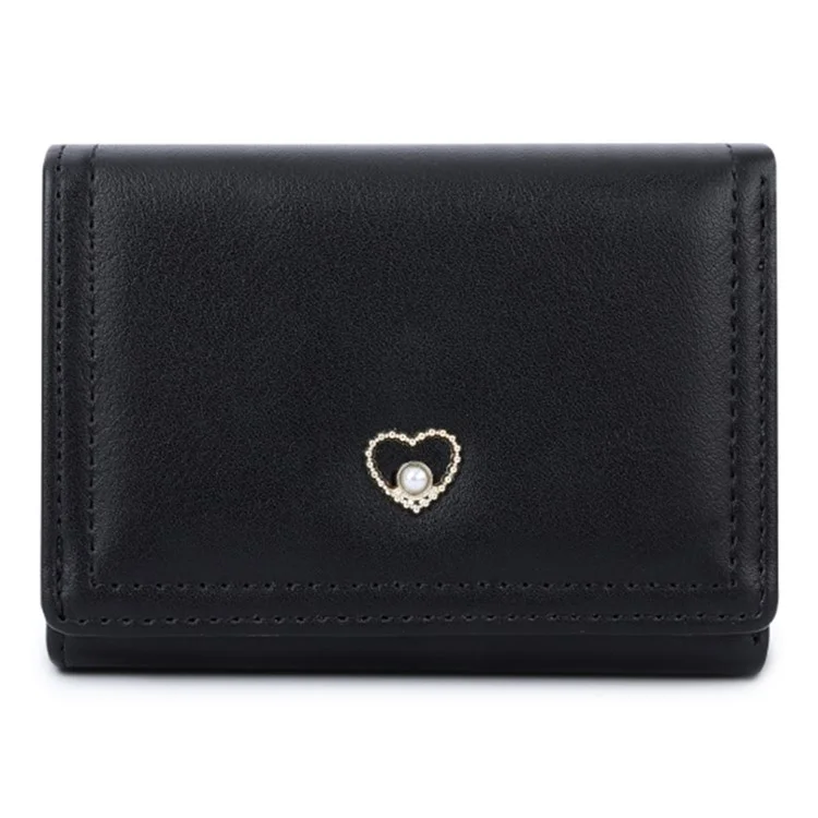 TAILIAN T6036-247 Cartera Plegable Tríptica para Mujer Portadora de Tarjetas Bolsa de Almacenamiento de Monedas de Cuero PU - Negro