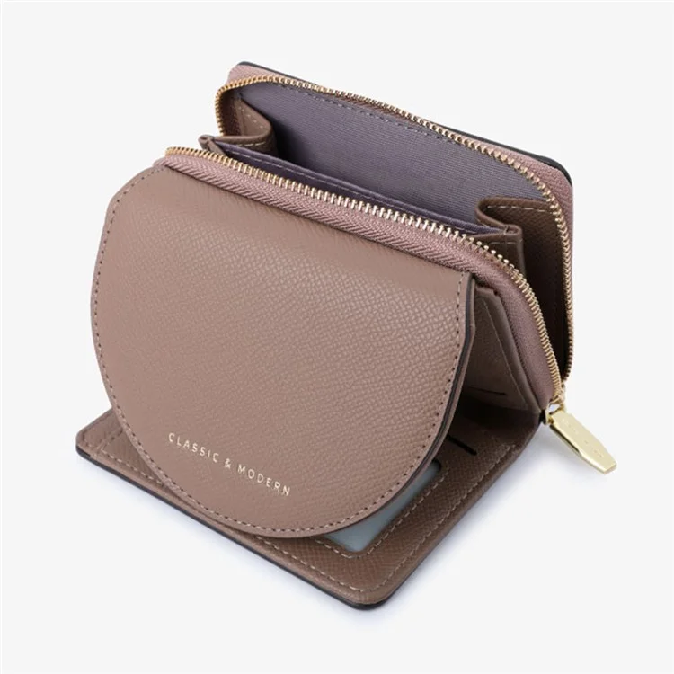 TAILIAN T6102-028 PU Leather Short Wallet Zipper Pocket Women Folding Purse - Pink