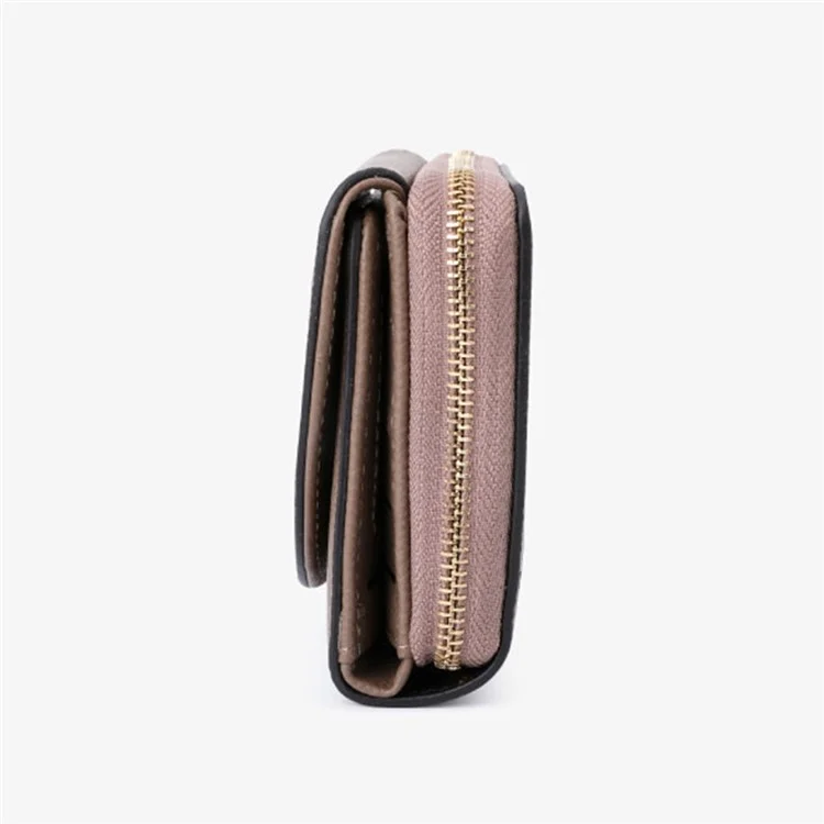 TAILIAN T6102-028 PU Leather Short Wallet Zipper Pocket Women Folding Purse - Pink