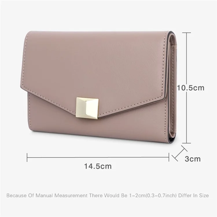 TAILIAN T6223-019 PU Leather Women Folding Wallet Solid Color Zipper Pocket Purse - Pink