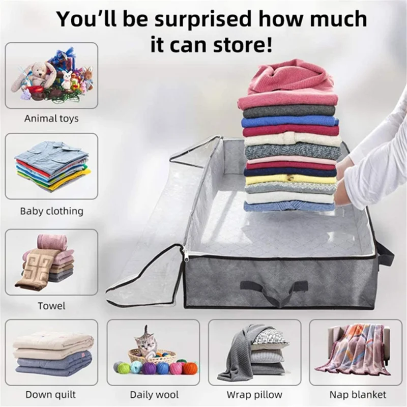100x50x15cm Non-woven Foldable Under Bed Storage Bag Clothes Quilts Blankets Storage Bag