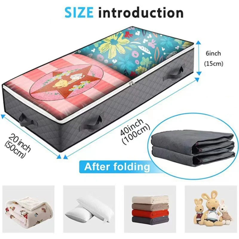 100x50x15cm Non-woven Foldable Under Bed Storage Bag Clothes Quilts Blankets Storage Bag