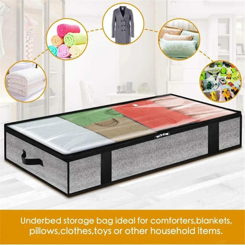 100x50x18cm Foldable Non-woven Under Bed Storage Bag Blankets Clothes Zipper Storage Bag
