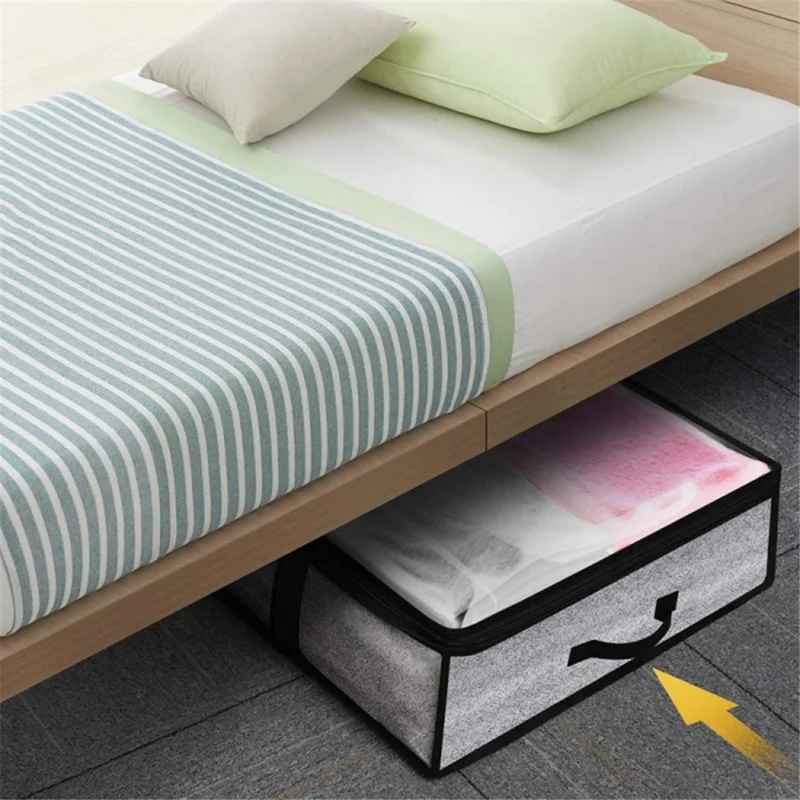 100x50x18cm Foldable Non-woven Under Bed Storage Bag Blankets Clothes Zipper Storage Bag