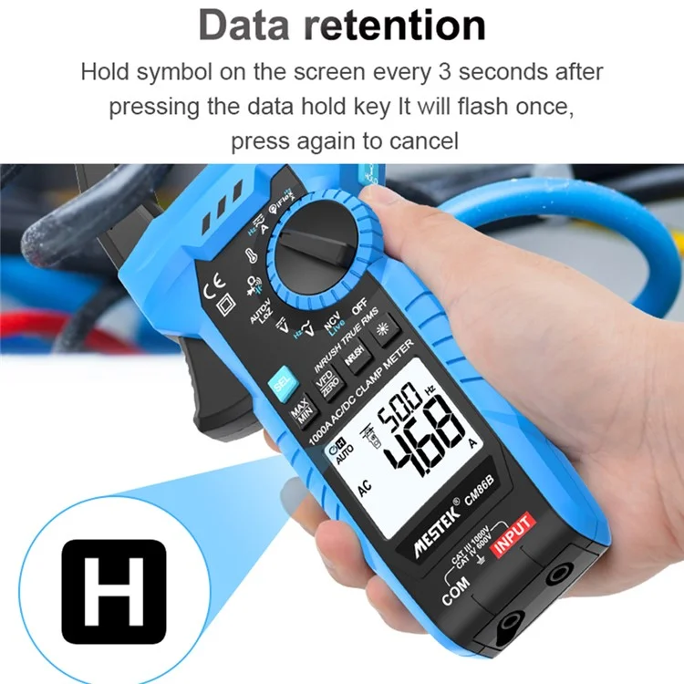 MESTEK CM86B AC / DC 1000A Clamp Meter High Precision Auto Range LCD Digital Multimeter (No Battery)