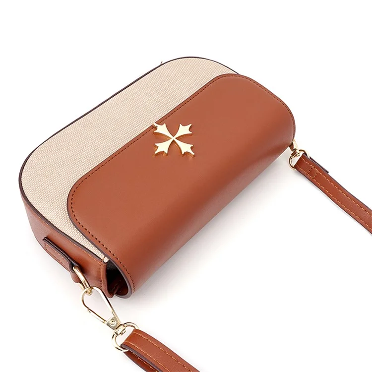 BAELLERRY N8633 Contrasto Colore Elegante PU Leather Donne Single Shoulder Crossbody Bag - Marrone