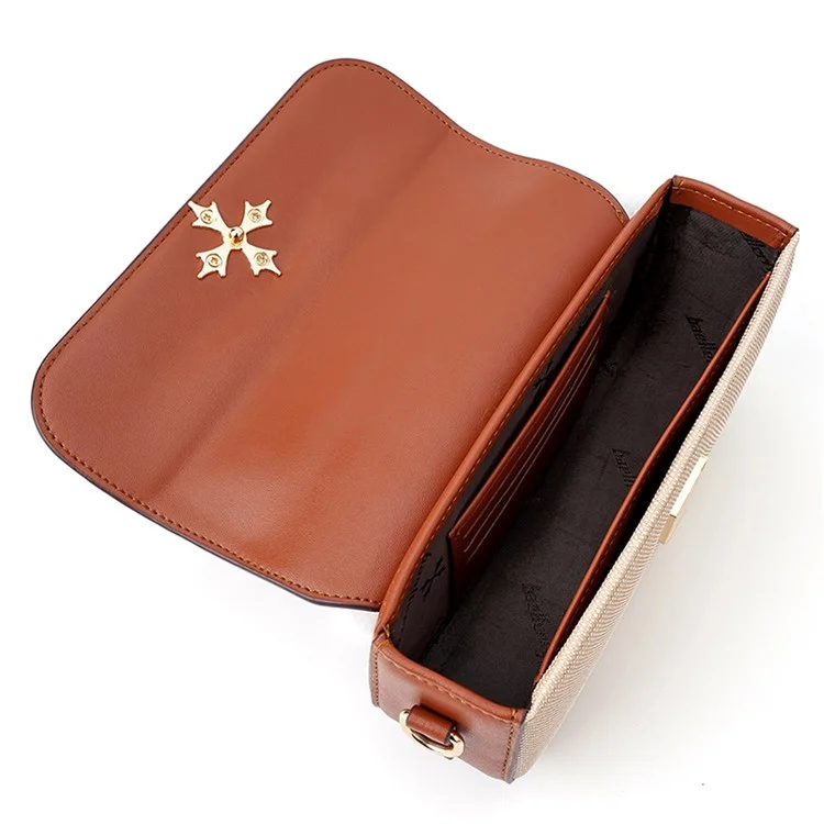 BAELLERRY N8633 Contrasto Colore Elegante PU Leather Donne Single Shoulder Crossbody Bag - Marrone