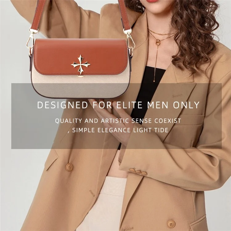 BAELLERRY N8633 Contrasto Colore Elegante PU Leather Donne Single Shoulder Crossbody Bag - Marrone