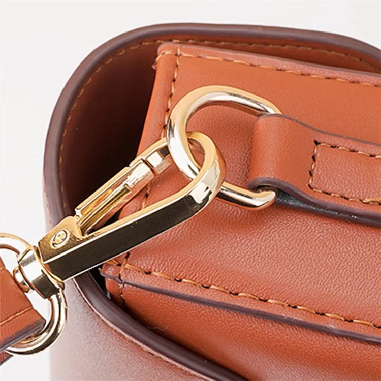 BAELLERRY N8633 Contrasto Colore Elegante PU Leather Donne Single Shoulder Crossbody Bag - Marrone
