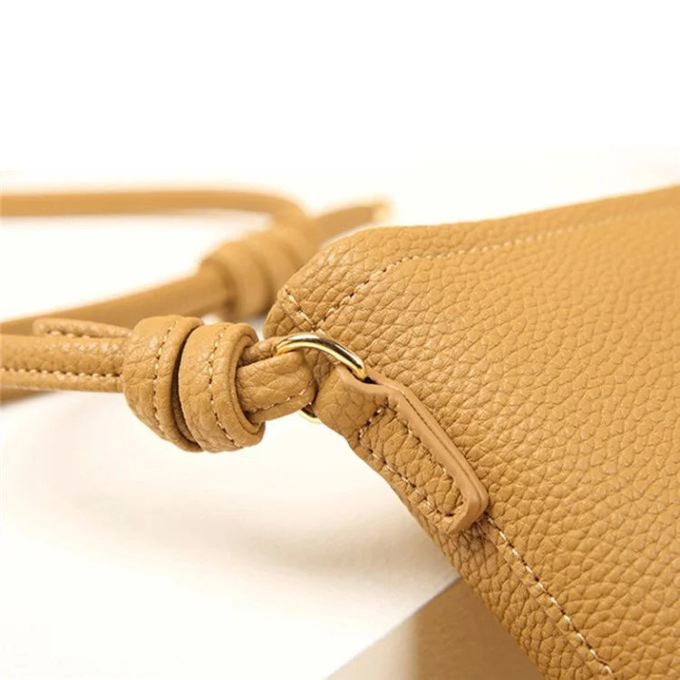 CKZC2223 Zipper Cellphone Bag Women Small Size Cowhide Leather Shoulder Bag - Biscuit Color