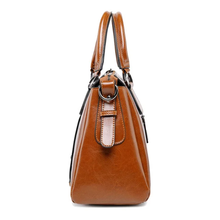 Sac fourre-tout 2833 Femmes Sac bandoulière en cuir de vache avec sangle d'épaule réglable - Marron
