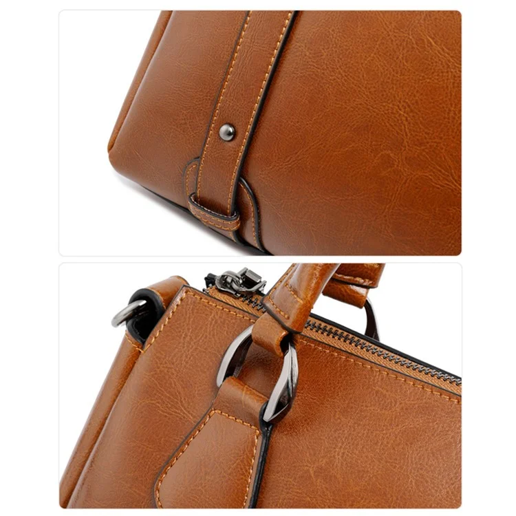 Sac fourre-tout 2833 Femmes Sac bandoulière en cuir de vache avec sangle d'épaule réglable - Marron