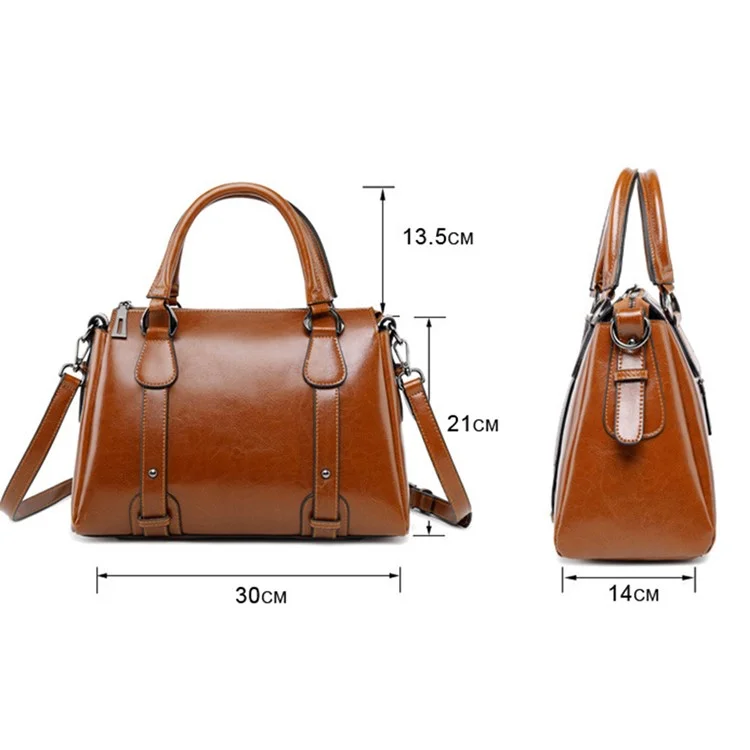 Sac fourre-tout 2833 Femmes Sac bandoulière en cuir de vache avec sangle d'épaule réglable - Marron