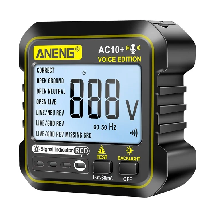 ANENG AC10+ Testeur de prises Détecteur de voix Détecteur de phase Multimètre testeur numérique - Prise UE
