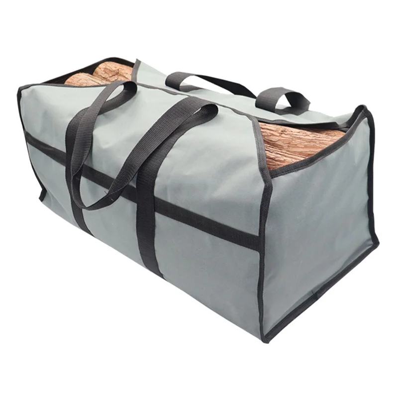 KG0200 Firewood Log Tote Bag Carrier Oxford Cloth Fireplace Firewood Storage Bag - Grey