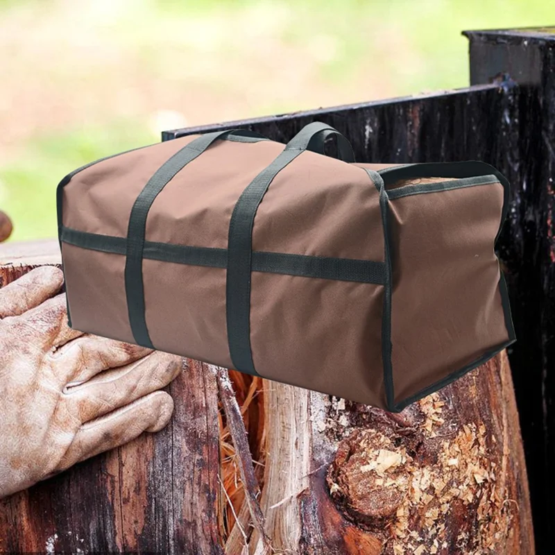 KG0200 Firewood Log Tote Bag Carrier Oxford Cloth Fireplace Firewood Storage Bag - Grey
