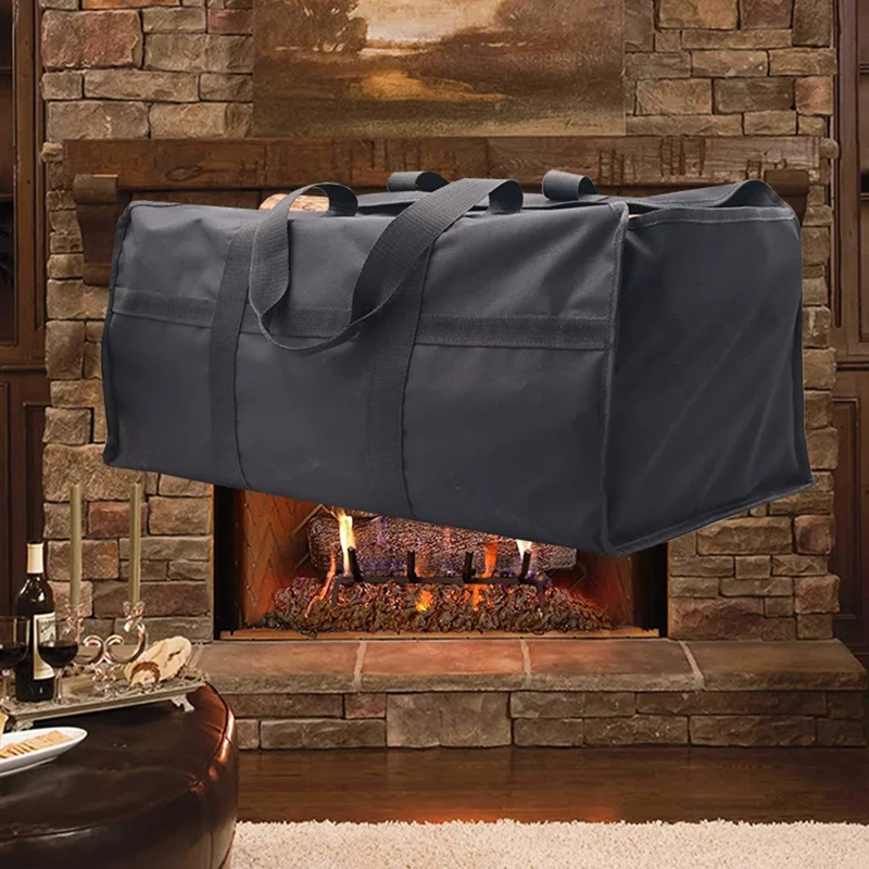 KG0200 Firewood Log Tote Bag Carrier Oxford Cloth Fireplace Firewood Storage Bag - Grey