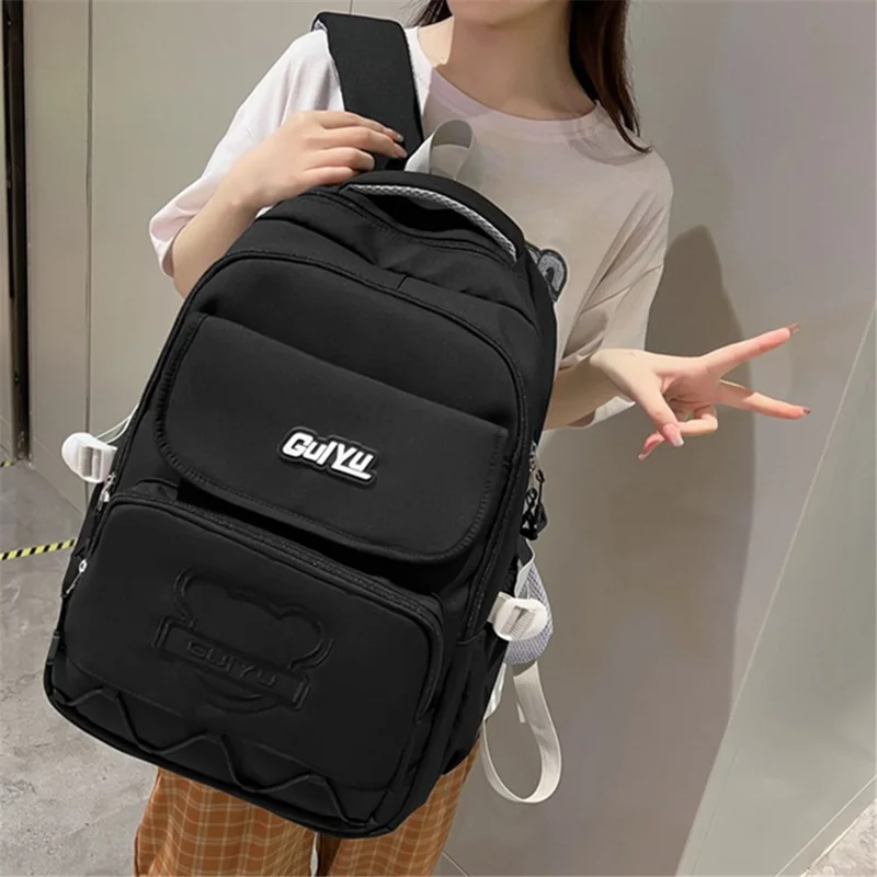 GUIYU Nylon Laptop Shoulders Bag Handbag Students School Bag Bookbag Girls Travel Backpack - Purple