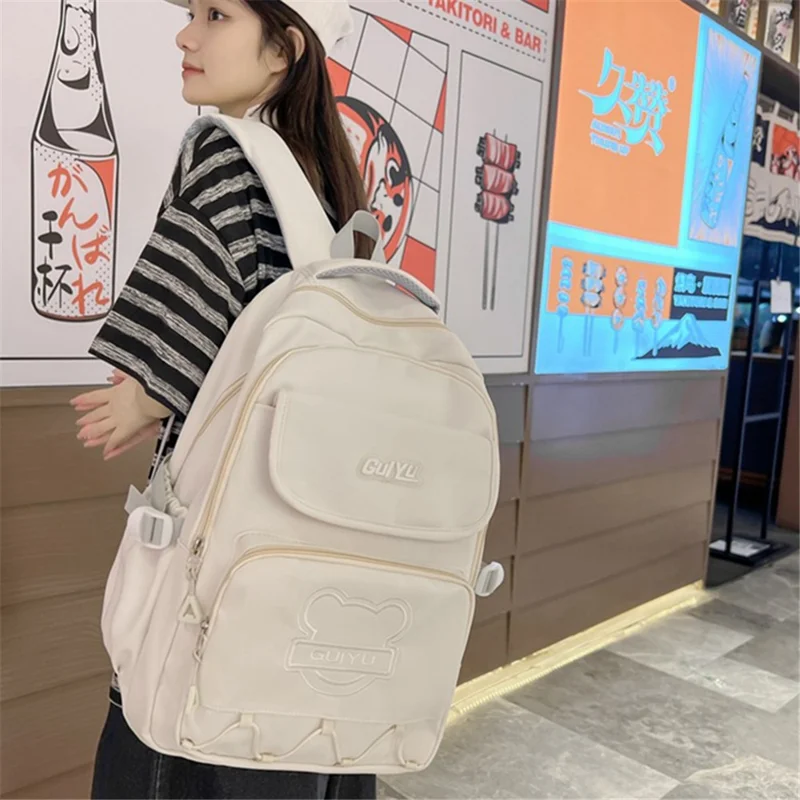GUIYU Nylon Laptop Shoulders Bag Handbag Students School Bag Bookbag Girls Travel Backpack - Purple