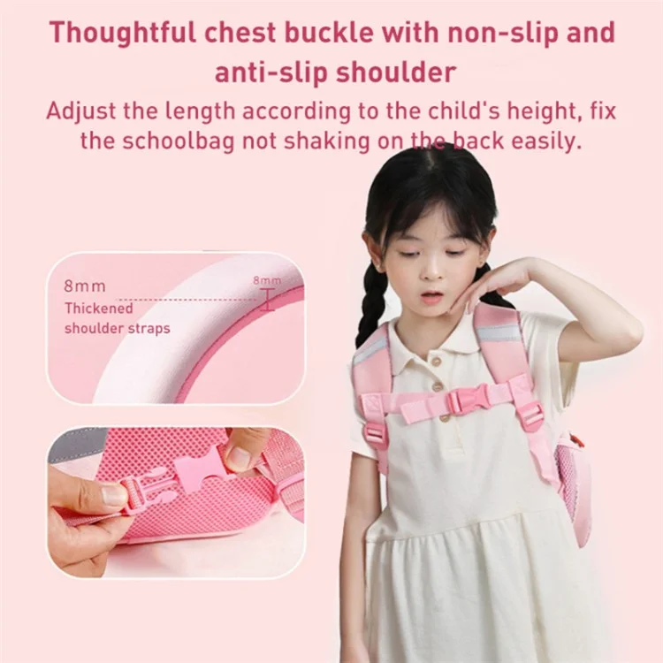 Rucksack für Kinder mit Verlustschutz-Design, Neopren SBR, Schultasche mit 3D-Cartoon-Dekor, Größe: S - Pink / Ente
