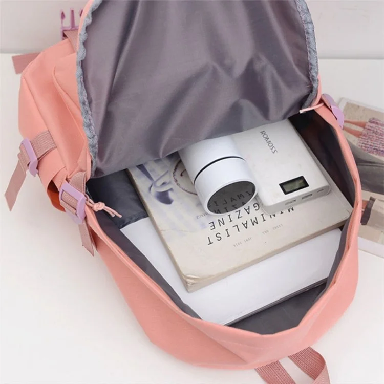 Fashion Canvas Student School Schultertasche Reiserucksack Tagesrucksack - Pink