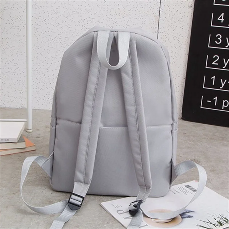 4Pcs Casual Student School Backpack Set Tote Sling Shoulder Bag Pencil Case Canvas Travel Bag Kit - Grey