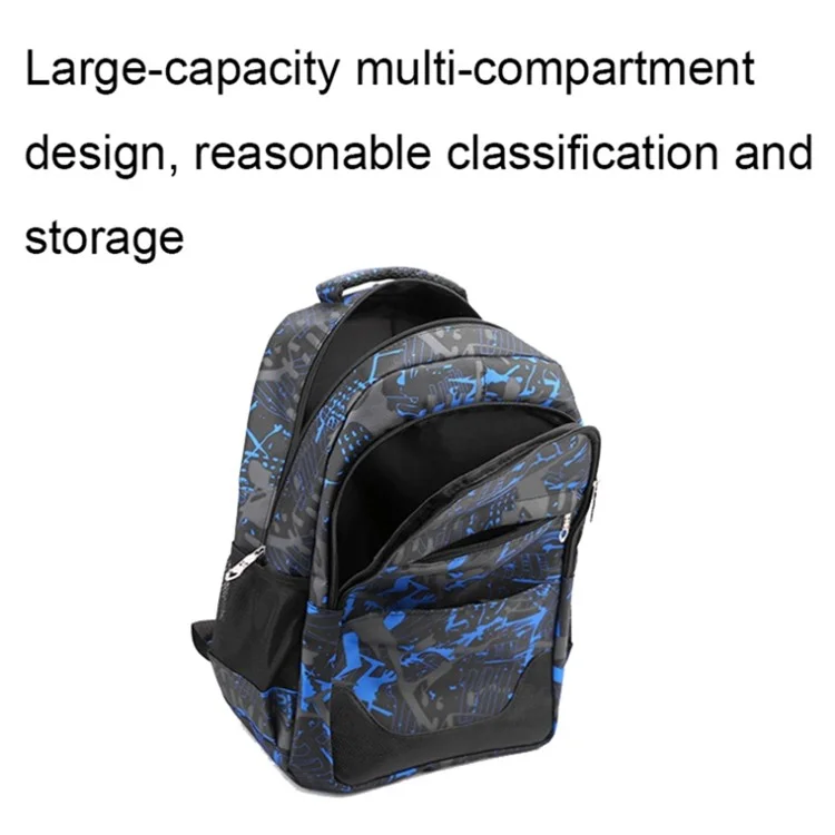 Set da 3 pezzi Zaino da Viaggio Borsa da Spalla Astuccio in Nylon di Grande Capacità - Blu